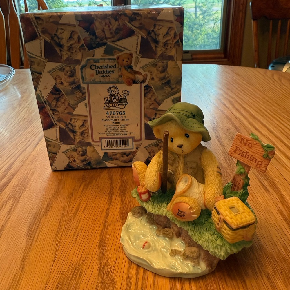 Vintage Cherished Teddies Fishing Bear Figurine